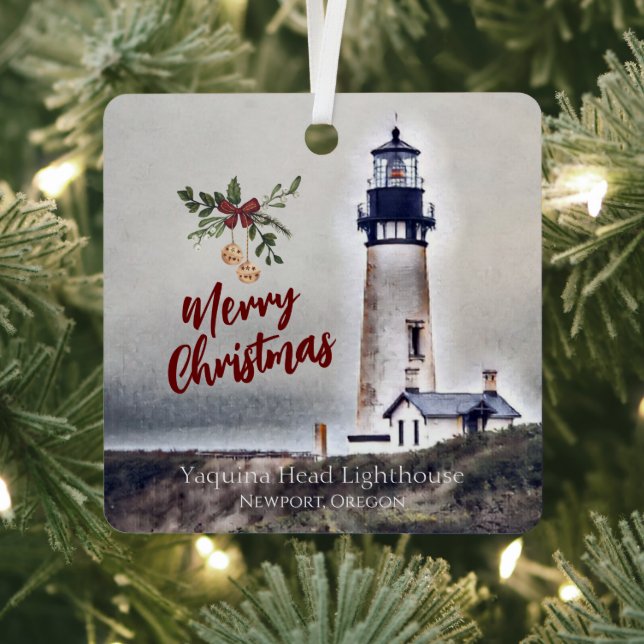 Yaquina Head Lighthouse Newport Oregon Weihnachten Ornament Aus Metall (InSitu)