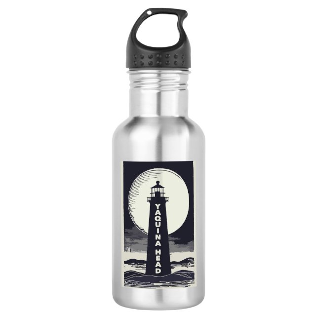 Yaquina Head Lighthouse Oregon Moon Edelstahlflasche (Vorderseite)