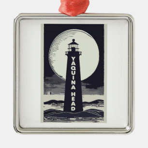 Yaquina Head Lighthouse Oregon Moon Ornament Aus Metall
