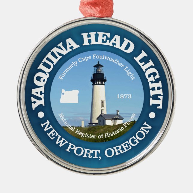 Yaquina Head Lighthouse Ornament Aus Metall (Vorne)