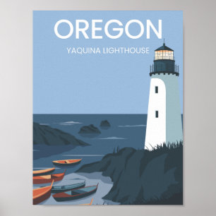 Yaquina Leuchtturm Oregon USA Reiseort Poster