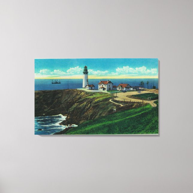 Yaquina Lighthouse und Yaquina HeadYaquina, OR Leinwanddruck (Vorderseite)