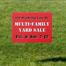 Yard Sale Doppelseitiges Schild auf der Straßensei