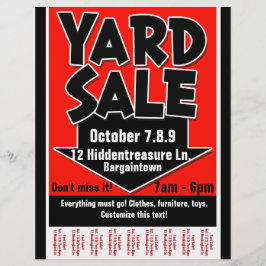 Yard Sale.Garage Sale.Customizable.Tearsheet Flyer