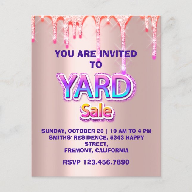 Yard Sale Garage Sale Holographic Glitzer Tropfen Flyer (Vorne)