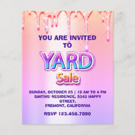 Yard Sale Garage Sale Holographic Pink Ombre Tropf Flyer