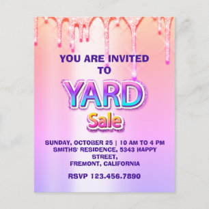 Yard Sale Garage Sale Holographic Pink Ombre Tropf Flyer