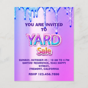 Yard Sale Garage Sale Holographic Pink Spark Tropf Flyer