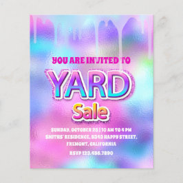 Yard Sale Holographic Pink Glitzer Tropfen Flyer