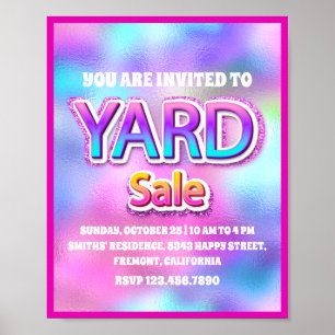 Yard Sale Pink Glitzer Pastel Holographic Pinky Poster