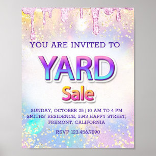 Yard Sale PINK Tropfens Holographic Zuhause Custom Poster