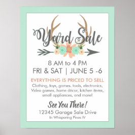 Yard Sale Poster - Pastel Deer Antlers