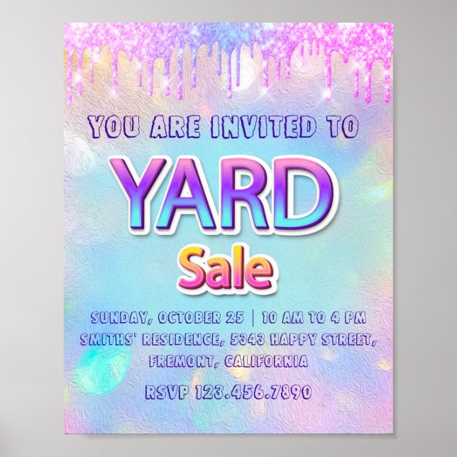 Yard Sale Zuhause Tropfen Holografische Annucement Poster (Vorne)