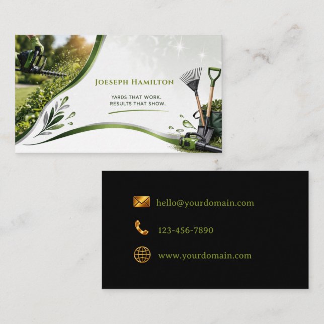 Yard Work Gardner Lawn Care Business Card Visitenkarte (Vorne/Hinten)