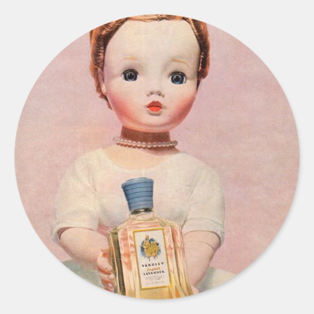 Yardley und Madame Alexander Puppe aus den 50er Ja Runder Aufkleber (Vorderseite)