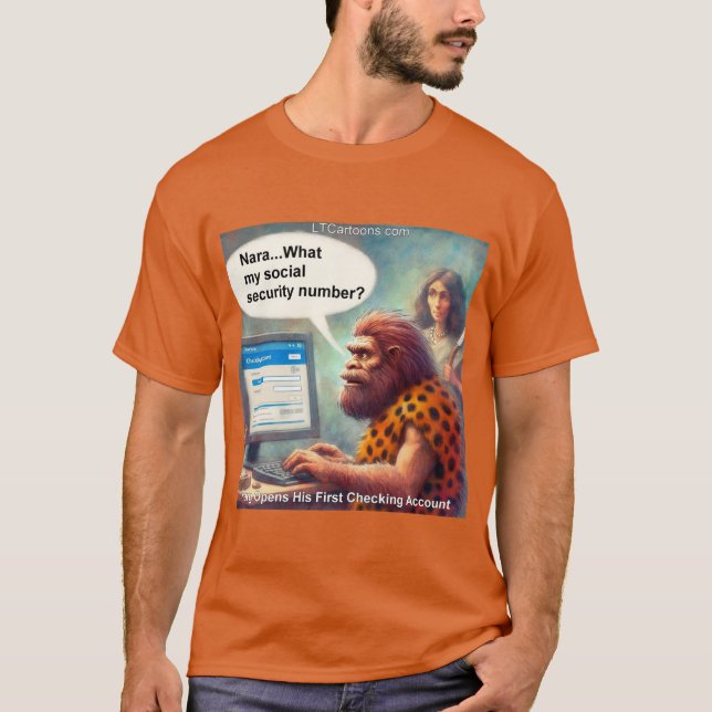 Yarg’s First Login: Banking Like a Caveman T-Shirt (Vorderseite)