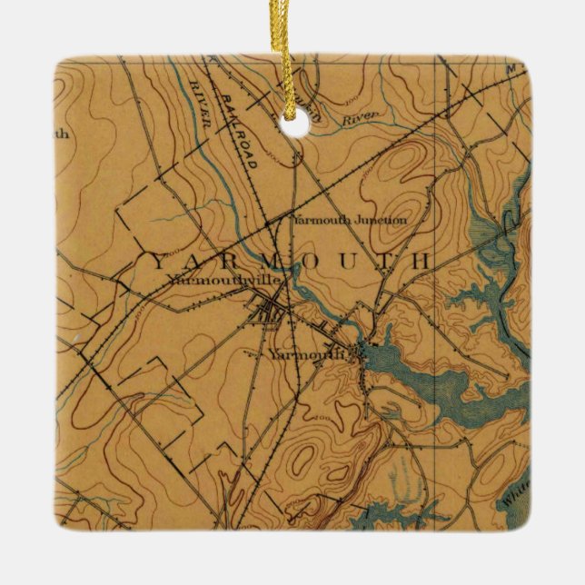 Yarmouth Maine Vintag Map Keramikornament (Vorderseite)