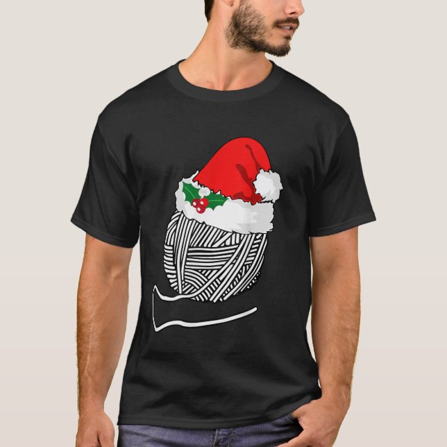 Yarn Ball Santa Knitting T Shirt Christmas Women's (Vorderseite)