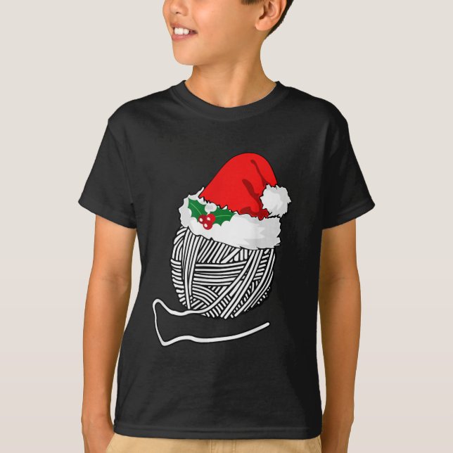 Yarn Ball Santa Knitting T Shirt Christmas Women's (Vorderseite)