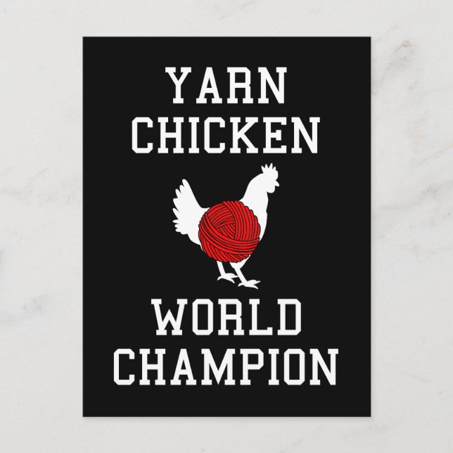 Yarn Chicken World Champion Funny Knitter Crochet Postkarte (Vorderseite)