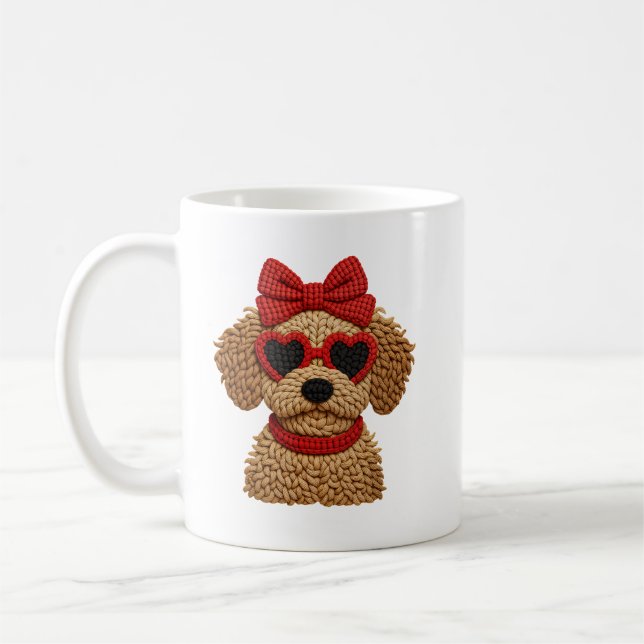 Yarn Crochet Dog Valentine Cute Love Aesthetic Art Kaffeetasse (Links)