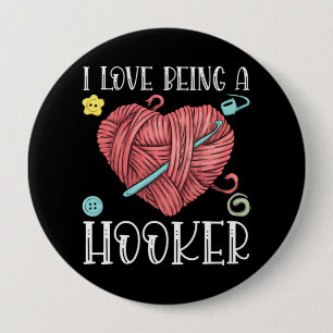 Yarn Crocheting Knitting Day Button