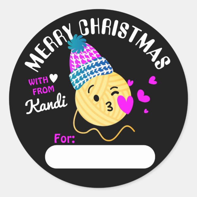 Yarn emoji kissy face strickend crochet Weihnachte Runder Aufkleber (Vorderseite)