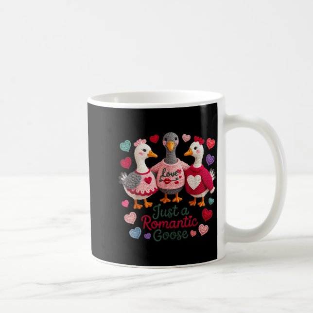 Yarn Funny Valentine Just A Romantic Goose Hearts  Kaffeetasse (Rechts)