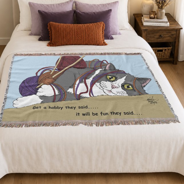 Yarn Knitting Funny Cat Decke (Von Creator hochgeladen)