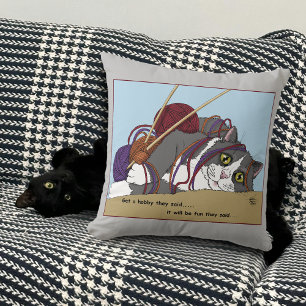 Yarn Knitting Funny Cat Kissen