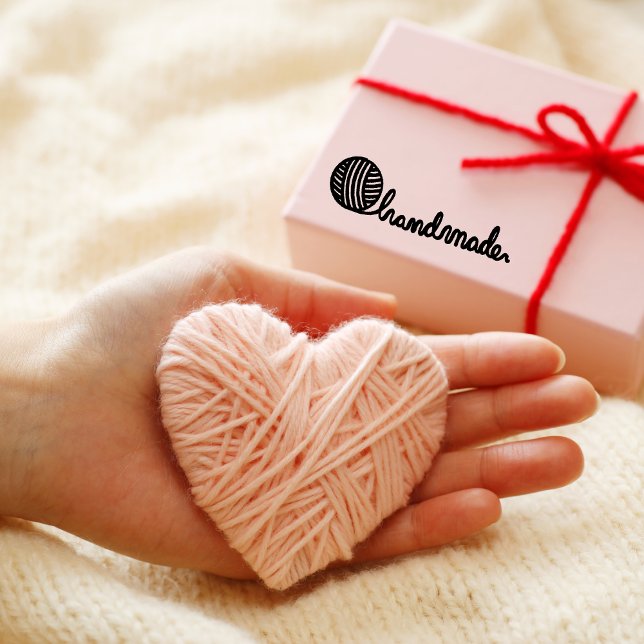 Yarn & needle crotchet Handmade Personalized Gummistempel (yarn and needle stamp, crochet handmade stamp, personalized craft stamp, handmade by stamp, small bu)