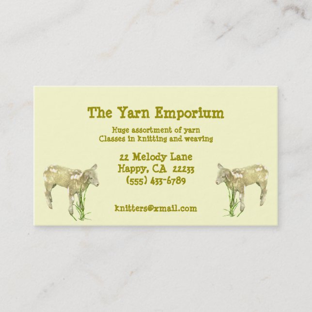 Yarn Wool Knitting Business Card Visitenkarte (Vorderseite)