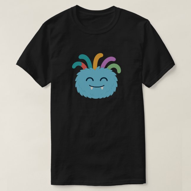 Yarnaby the Fuzzy Monster - Niedlicher Regenbogen  T-Shirt (Design vorne)