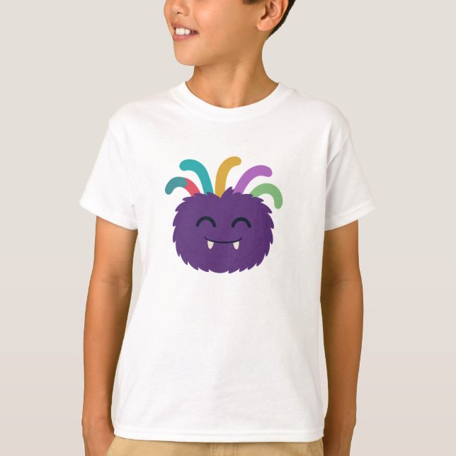 Yarnaby the Fuzzy Monster - Niedlicher Regenbogen  T-Shirt (Vorderseite)