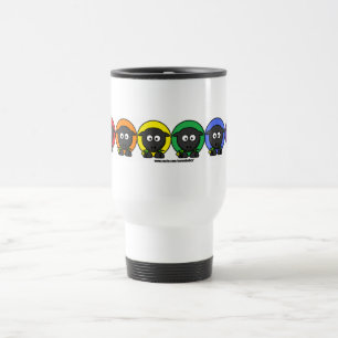 Yarnoholics anonyme flaumige Regenbogen-Schafe Reisebecher