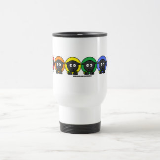 Yarnoholics anonyme flaumige Regenbogen-Schafe Reisebecher