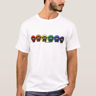 Yarnoholics anonyme flaumige Regenbogen-Schafe T-Shirt