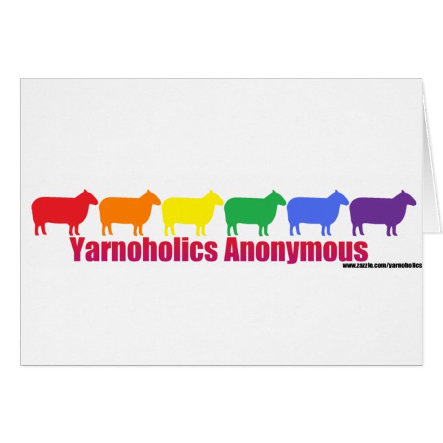 Yarnoholics anonyme Regenbogen-Schafe (Vorderseite (Horizontal))