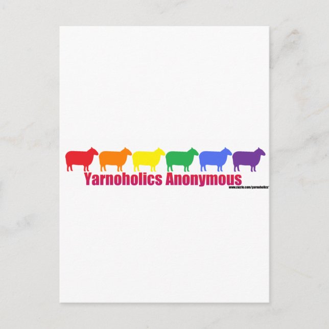 Yarnoholics Anonymous Rainbow Sheep Postkarte (Vorderseite)