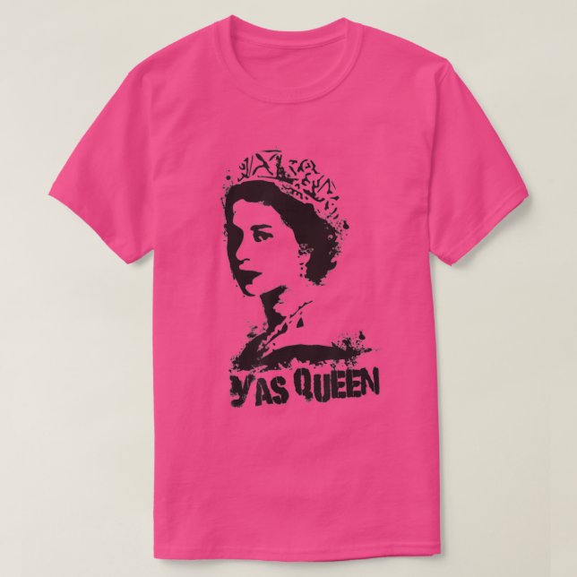 YAS QUEEN England Tribute British Royal Funny Q T-Shirt (Design vorne)