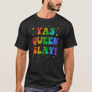 YAS QUEEN Regenbogen-Typografie – Fett inspiriert T-Shirt
