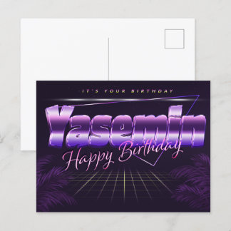 Yasemin Name Vorname lila Postkarte Geburtstag