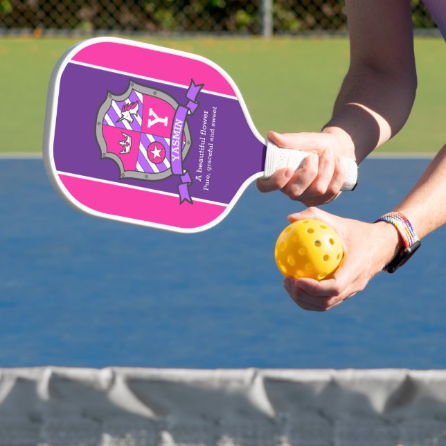 Yasmin name meaning letter Y pink crest unicorn  Pickleball Schläger (InSitu)