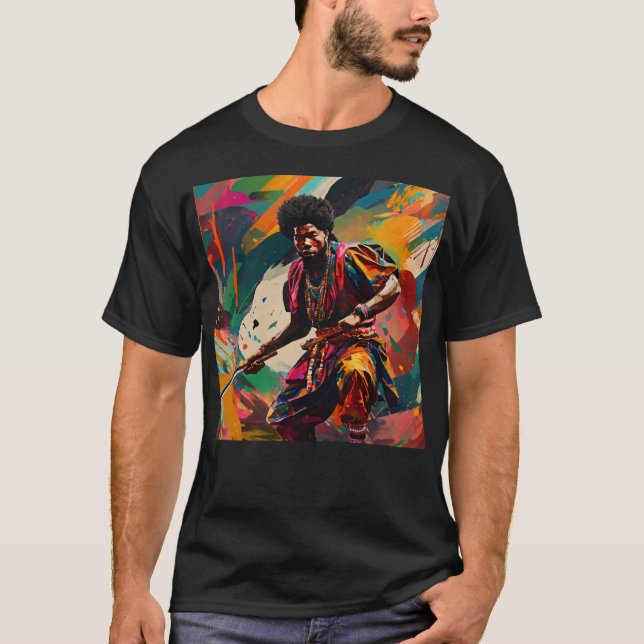 Yasuke African Samurai Warrior Abstrakt T-Shirt (Vorderseite)