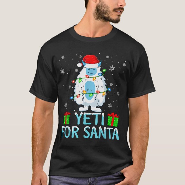 Yati For Santa Xmas Lights Yeti Christmas  T-Shirt (Vorderseite)