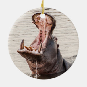 Yawning Hippo Keramik Ornament