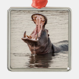 Yawning Hippo Ornament Aus Metall