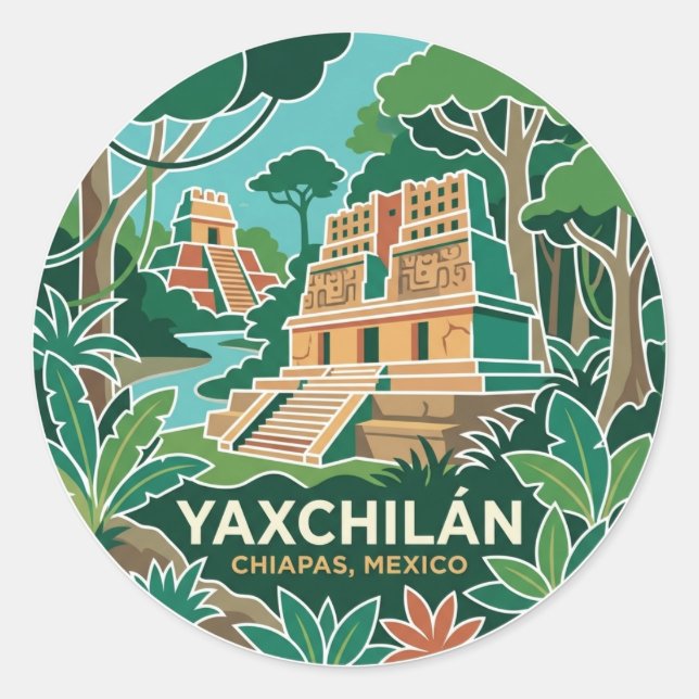 Yaxchilán Mexiko Runder Aufkleber (Vorderseite)