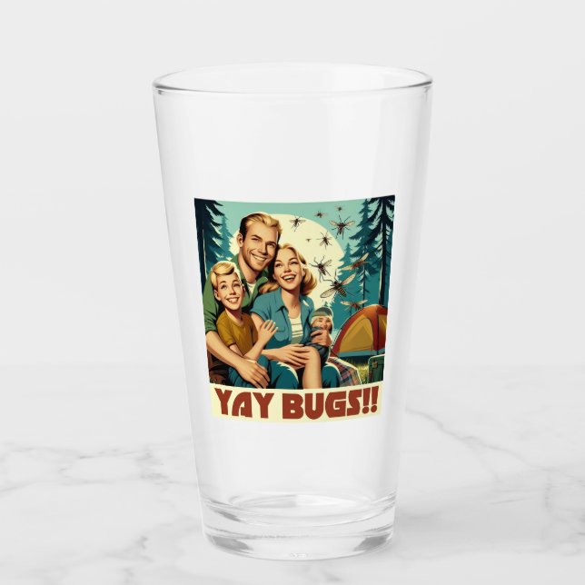 Yay Bugs Camping Funny Glas (Vorderseite)