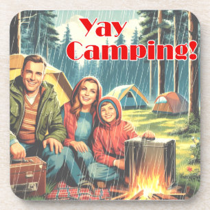 Yay Camping im Regen Getränkeuntersetzer